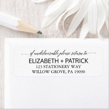 Elegant White and Black Calligraphy Wedding Label