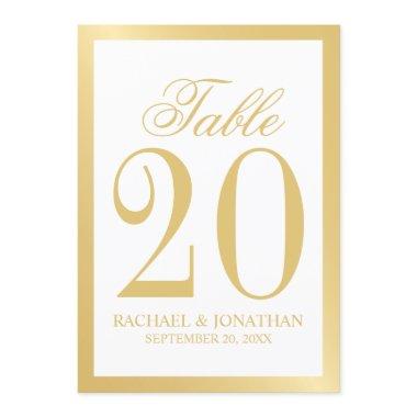Elegant White and Gold Wedding Table Number