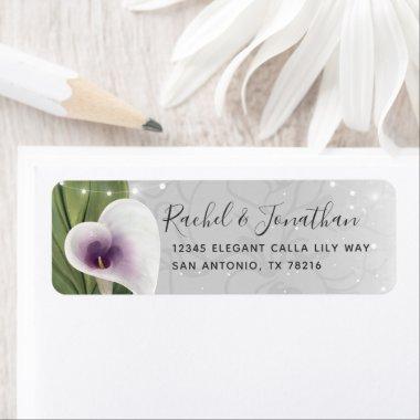 Elegant White and Purple Calla Lily Return Address Label