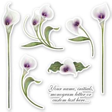 Elegant White and Purple Calla Lily Stickers