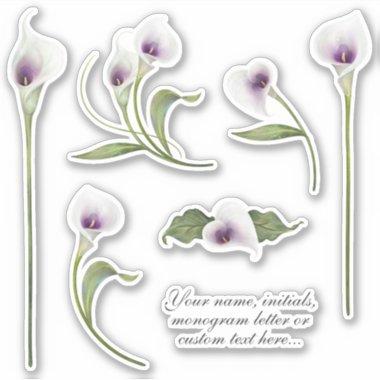 Elegant White and Purple Calla Lily Stickers