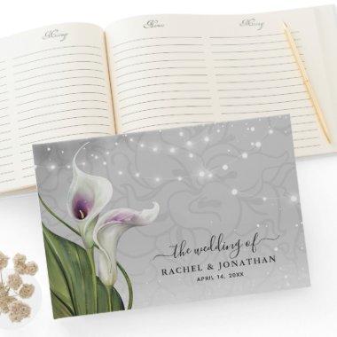Elegant White and Purple Calla Lily Watercolor Guest Book