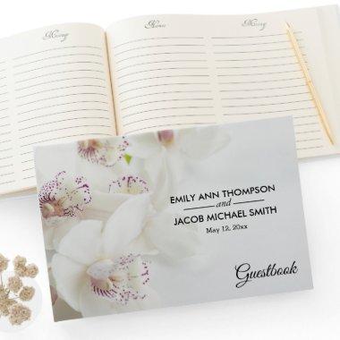 Elegant White and Purple Orchids | Wedding Guest Book