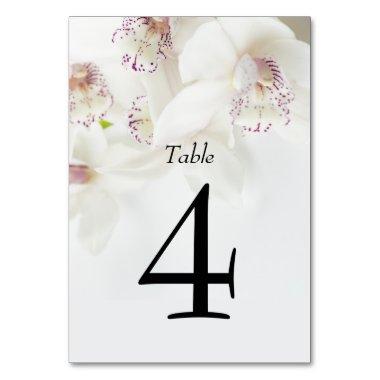 Elegant White and Purple Orchids | Wedding Table Number