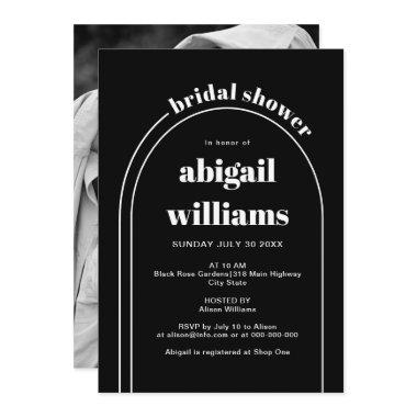 Elegant white arch black wedding