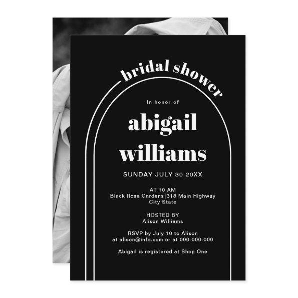 Elegant white arch black wedding