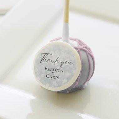 Elegant White Bokeh Wedding Thank You Cake Pops