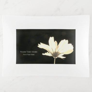 Elegant White Bordered Flower Bloom Photo Text Trinket Tray
