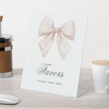 Elegant White Bow Shower Favors Sign