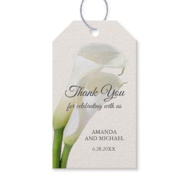Elegant White Calla Lilies Floral Thank You Gift Tags