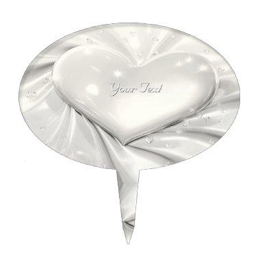 Elegant White Cream Heart Cake Topper