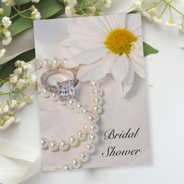Elegant White Daisy Bridal Shower Invitations