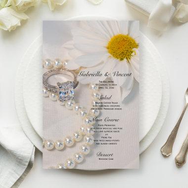 Elegant White Daisy Flower Wedding Menu