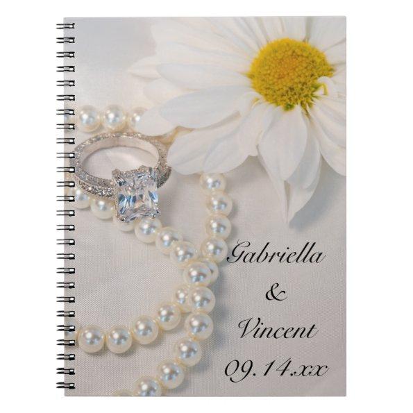 Elegant White Daisy Wedding Notebook