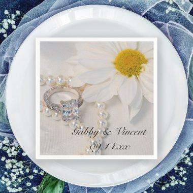 Elegant White Daisy Wedding Paper Napkins