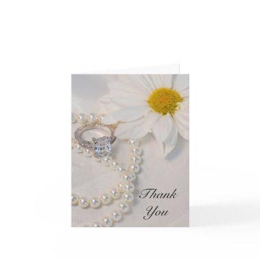 Elegant White Daisy Wedding Thank You Note