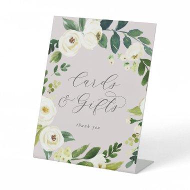 Elegant White Floral | Blush Mauve Invitations and Gifts Pedestal Sign