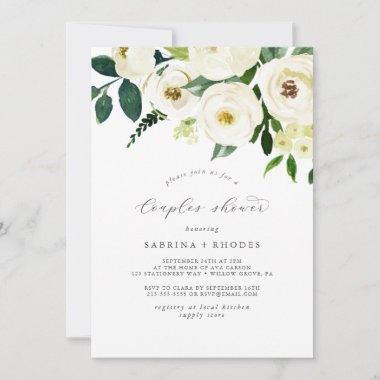 Elegant White Floral Couples Shower Invitations