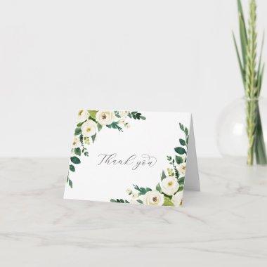 Elegant White Floral Folded Wedding Thank You Invitations