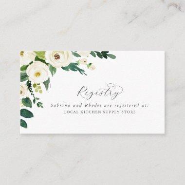 Elegant White Floral Gift Registry Enclosure Invitations