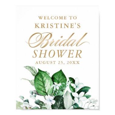 Elegant White Floral Greenery Gold  Poster