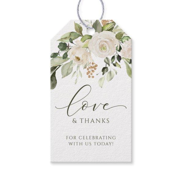 Elegant White Floral Greenery Wedding Favor Gift Tags