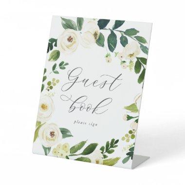 Elegant White Floral Guest Book Sign