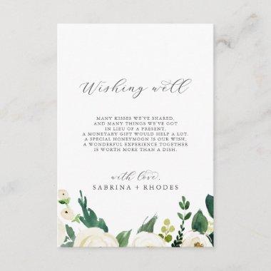 Elegant White Floral Wedding Wishing Well Enclosure Invitations