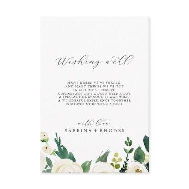 Elegant White Floral Wedding Wishing Well Enclosure Invitations