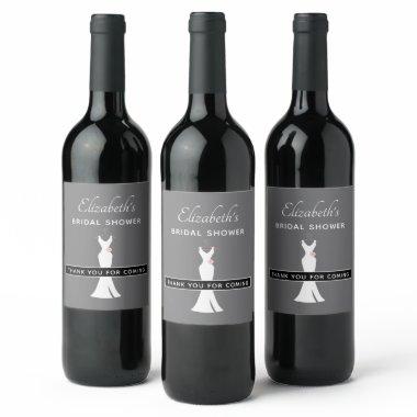 Elegant White Gown on Gray - Stylish  Wine Label