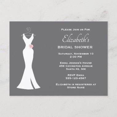 Elegant White Gown on Gray - Stylish Simple Bridal Invitation PostInvitations