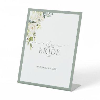Elegant White Gray Green Advice To The Bride Pedestal Sign