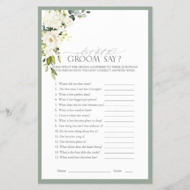 Elegant White Gray Green Bridal Shower Game