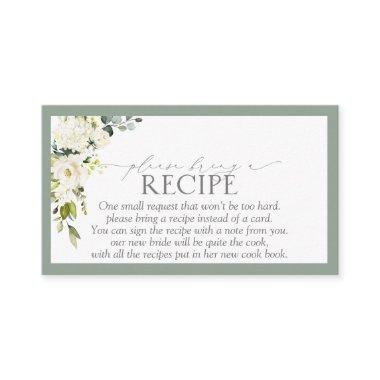 Elegant White Gray Green Please Bring A Recipe Enclosure Invitations