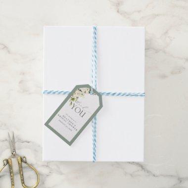 Elegant White Gray Green Watercolor Bridal Shower Gift Tags