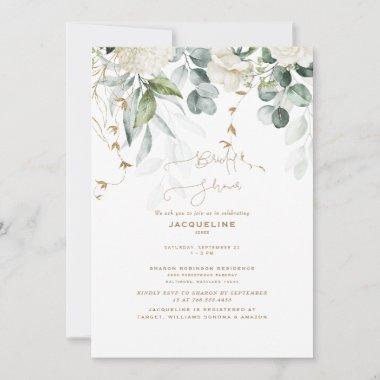 Elegant White Hydrangea Botanical Bridal Shower Invitations