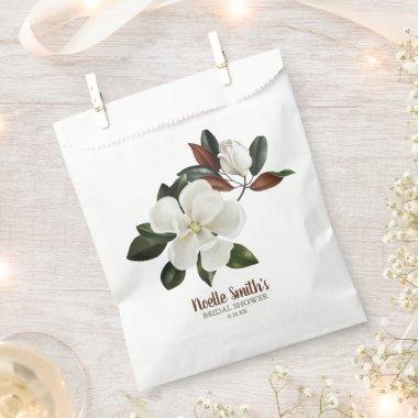 Elegant White Magnolia Flowers, Bridal Shower Favor Bag