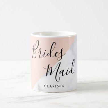 Elegant white marble & blush pink bridesmaid coffee mug