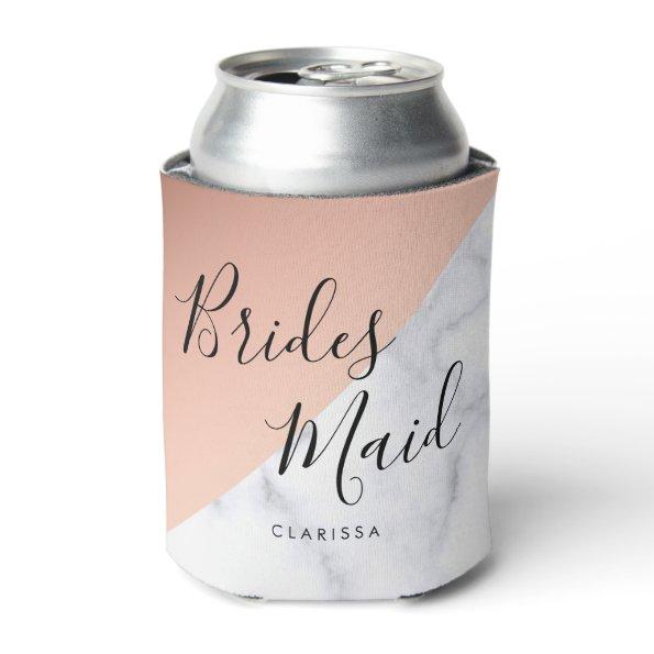 Elegant white marble & copper rose gold bridesmaid can cooler