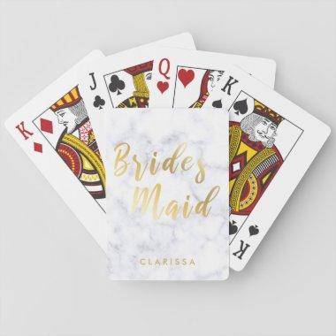 Elegant white marble & gold bridesmaid playing Invitations