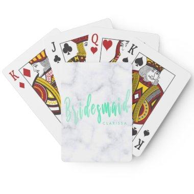 Elegant white marble & mint green bridesmaid poker