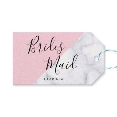 Elegant white marble & pastel pink bridesmaid gift tags