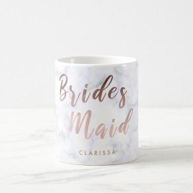 Elegant white marble & rose gold bridesmaid coffee mug