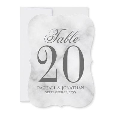 Elegant White Marble Wedding Table Number