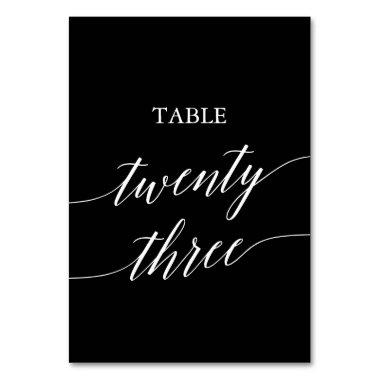 Elegant White on Black Calligraphy Table 23 Table Number