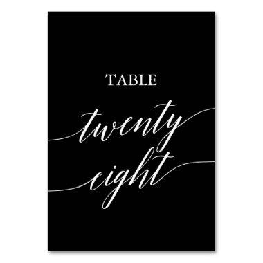 Elegant White on Black Calligraphy Table 28 Table Number