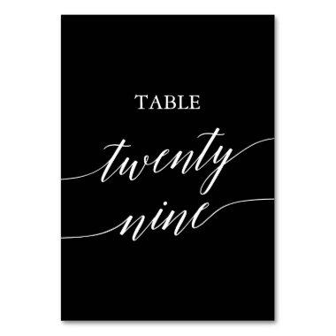 Elegant White on Black Calligraphy Table 29 Table Number