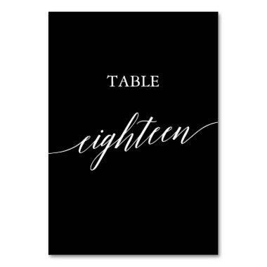 Elegant White on Black Calligraphy Table Eighteen Table Number