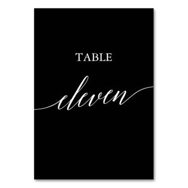 Elegant White on Black Calligraphy Table Eleven Table Number