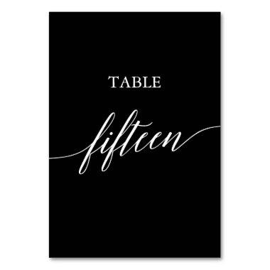 Elegant White on Black Calligraphy Table Fifteen Table Number